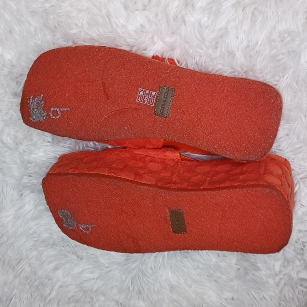 Coach Noelle Sandal In Signature Terry Cloth Red Orange Size 9B Retro Vibes NEW - Picture 11 of 12